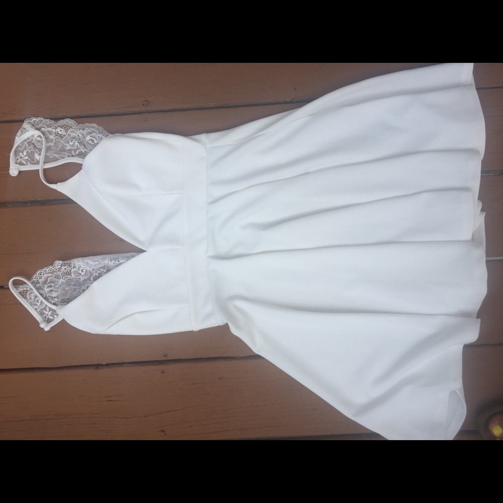 Lace back white dress